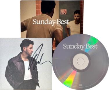 Nick Jonas Autographed 2026 Sunday Best 4x4 Photo Art Card with Album Cover Booklet & CD w/ Case- COA (Jonas Brothers) - CTBL_045270-Powers Sports Memorabilia
