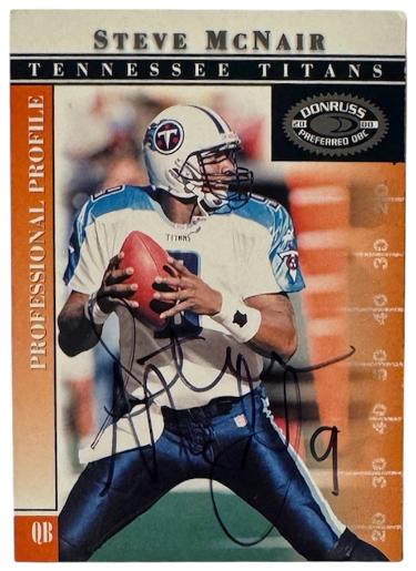 Steve McNair Autographed 2000 Donruss Preferred QB Club Card #24- Beckett Review (Tennessee Titans)-Powers Sports Memorabilia