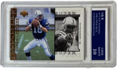 Peyton Manning 1998 Upper Deck Super Powers Rookie Card (RC) #S16- IGX Graded 10 Gem Mint (Indianapolis Colts/HOF)-Powers Sports Memorabilia
