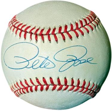 Pete Rose Autographed Rawlings Official National League RONL Baseball imperfect- COA (Hit King/Cincinnati Reds)-Powers Sports Memorabilia
