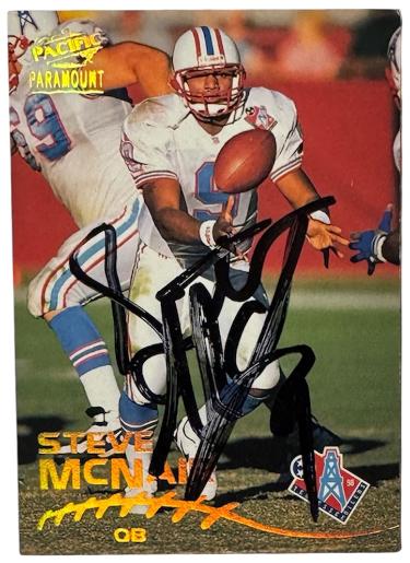 Steve McNair Autographed 1998 Tennessee Oilers/Titans Inaugural Pacific Paramount NFL Card #238?Çô COA/AIR McNair-Powers Sports Memorabilia