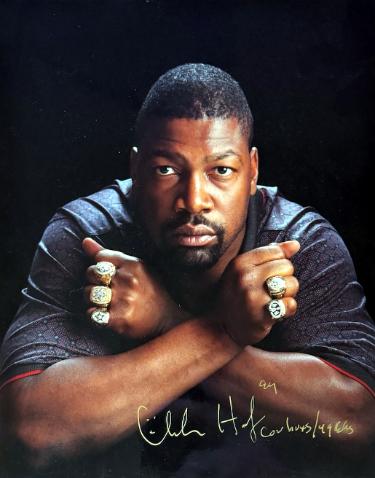 Charles Haley Autographed 5X SB Champ Rings 8x10 Photo Cowboys/49ers Minor Ding- COA-Powers Sports Memorabilia