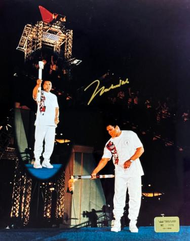 Muhammad Ali Autographed 16x20 Photo 1996 Atlanta Olympics Torch Lighting- /1996- Beckett/Ali/Prince COA w/VHS Tape of Signing - CTBL_045345-Powers Sports Memorabilia