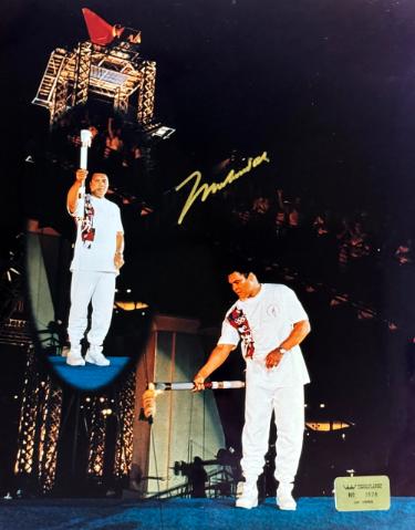 Muhammad Ali Autographed 16x20 Photo 1996 Atlanta Olympics Torch Lighting- /1996- Beckett/Ali/Prince COA w/VHS Tape of Signing - CTBL_045346-Powers Sports Memorabilia