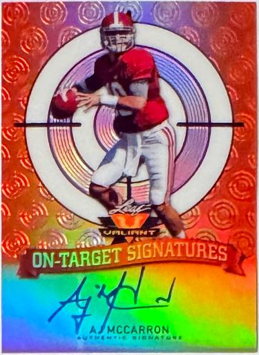 AJ McCarron Autographed 2014 Leaf Valiant On-Target Orange Prismatic On Card Auto- /25 (Alabama Crimson Tide)-Powers Sports Memorabilia