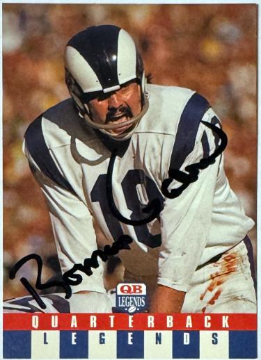 Roman Gabriel Autographed 1991 QB Legends Team NFL Football Card #14- COA (LA Rams)-Powers Sports Memorabilia