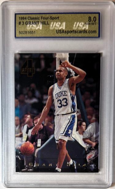 Grant Hill 1994 Classic Four-Sport Rookie (RC) Card #3- USA Graded 8 NM-MT (Duke Blue Devils)-Powers Sports Memorabilia