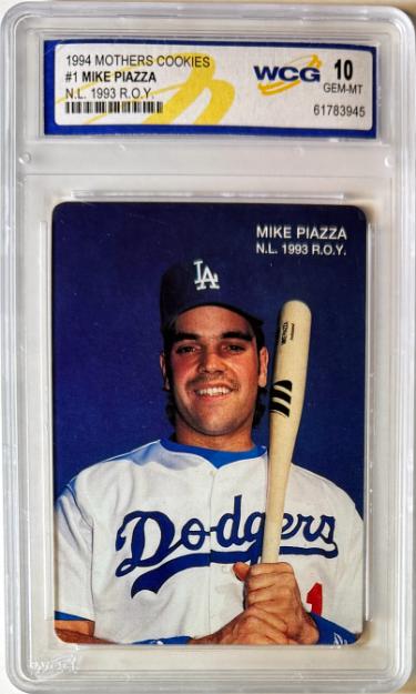 Mike Piazza 1994 Mothers Cookies ROY Card #1- WCG Graded 10 Gem Mint (Los Angeles Dodgers)-Powers Sports Memorabilia