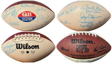 QB Legends Autographed Wilson NFL WP Football 18 Sigs?Çô Beckett Review-Bart Starr/Johnny Unitas/Sonny Jurgensen-Powers Sports Memorabilia