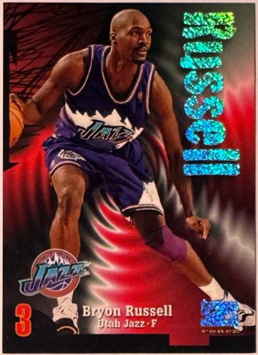 Byron Russell 1997-98 SkyBox Z-Force Basketball Card #82 Rave- /399 (Utah Jazz)-Powers Sports Memorabilia