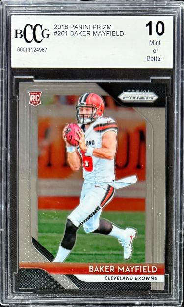 Baker Mayfield 2018 Panini Prizm Rookie Card #201- BCCG Graded 10 Mint or Better (Browns/Bucaneers)-Powers Sports Memorabilia