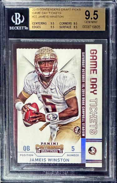 Jameis Winston 2015 Panini Contenders Draft Picks Game Day Tickets Rookie Card #22 - Beckett/BGS Graded 9.5 Gem Mint (Florida St-Powers Sports Memorabilia
