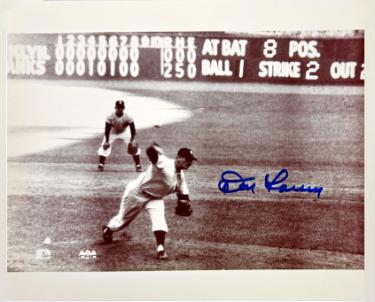 Don Larsen Autographed New York Yankees 1956 World Series Perfect Game MLB Licensed 8x10 Photo imperfect- COA-Powers Sports Memorabilia