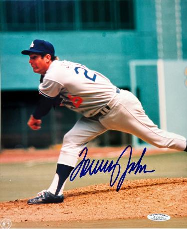 Tommy John Autographed Los Angeles Dodgers MLB Licensed 8x10 Photo imperfect- Sports World Collectibles COA-Powers Sports Memorabilia