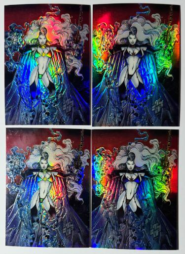 1994 Lady Death Chromium Holochrome Chaos Comics Promo Card #NNO- Lot of 4-Powers Sports Memorabilia