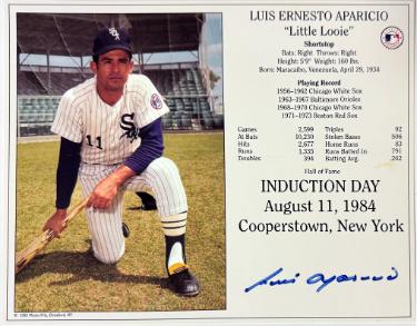 Luis Aparicio Autographed Chicago White Sox MLB Licensed Hall of Fame Induction Day 8x10 Photo/Card- COA - CTBL_045481-Powers Sports Memorabilia