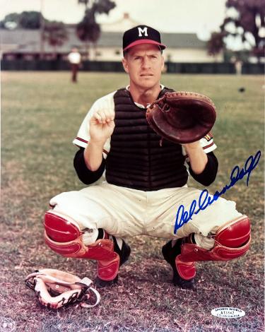 Del Crandall Autographed Milwaukee Braves MLB Licensed 8x10 Photo imperfect- Sports World Collectibles/COA (11X All Star)-Powers Sports Memorabilia