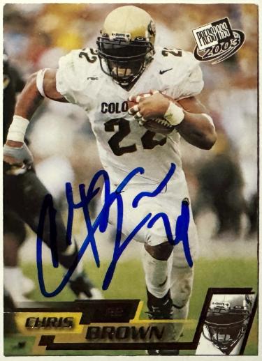 Chris Brown Autographed 2003 Press Pass Rookie On Card Auto #612- COA (Colorado/Titans)-Powers Sports Memorabilia