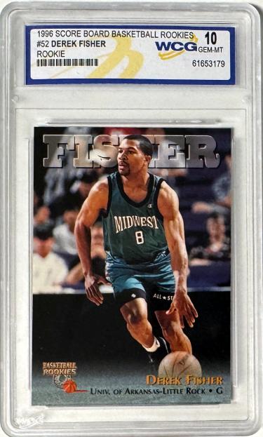 Derek Fisher 1996 Score Board Rookie Card #52-WCG Graded 10 Gem Mint (Arkansas-Little Rock Trojans/Los Angeles Lakers)-Powers Sports Memorabilia