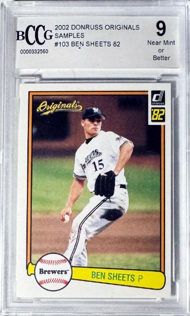 Ben Sheets 2002 Donruss Originals Samples Card #103- BCCG Graded 9 Near Mint (Milwaukee Brewers)-Powers Sports Memorabilia