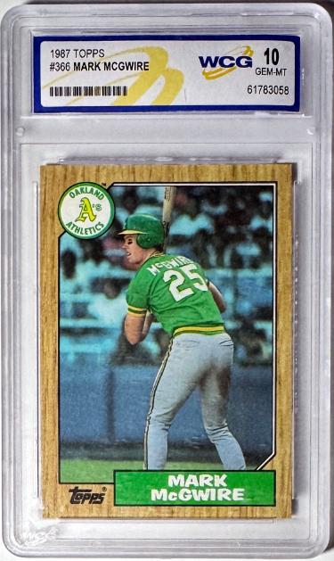 Mark McGwire 1987 Topps Rookie Card #366 - WCG Graded 10 Gem Mint (Oakland A's)-Powers Sports Memorabilia