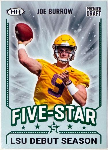 Joe Burrow 2020 Sage Hit Premier Draft Five-Star Green Rookie Card (RC) #91 (LSU)-Powers Sports Memorabilia