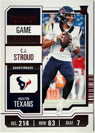 CJ/C.J. Stroud 2023 Panini Contenders Red Game Ticket Rookie Card (RC) #40 (Houston Texans)-Powers Sports Memorabilia