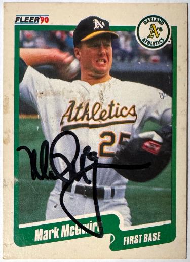 Mark McGwire Autographed 1990 Fleer On Card Auto #15- COA (Oakland A's)-Powers Sports Memorabilia