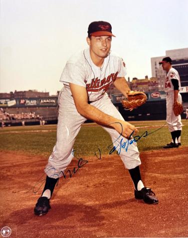 Milt Pappas Autographed Baltimore Orioles MLB 8x10 Photo light sig- COA (3X All-Star)-Powers Sports Memorabilia