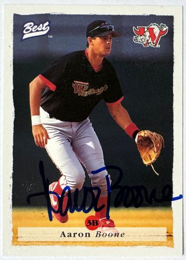 Aaron Boone Autographed 1995 Best Rookie On Card Auto #65-COA (Winston-Salem Warthogs)-Powers Sports Memorabilia