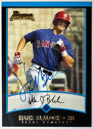 Hank Blalock Autographed 2001 Bowman Rookie On Card Auto (RC) #236-COA (Texas Rangers)-Powers Sports Memorabilia
