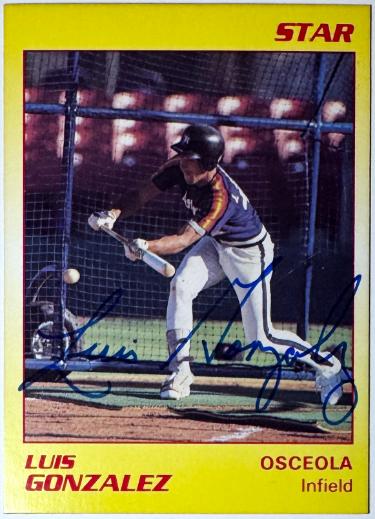 Luis Gonzalez Autographed 1989 Star Minor League On Card Auto #15-COA (Osceola Astros)-Powers Sports Memorabilia