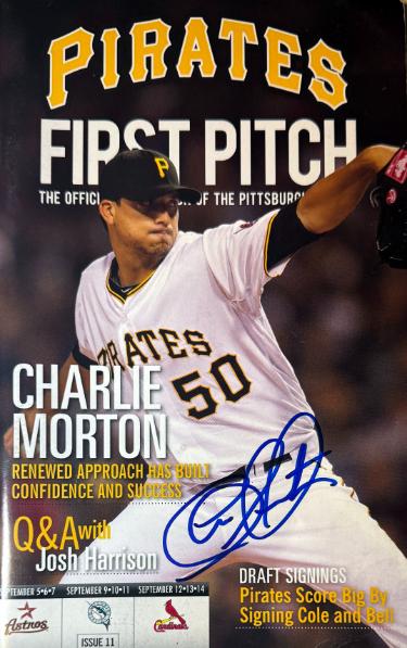 Charlie Morton Autographed 2011 Pittsburgh Pirates First Pitch Program- COA (2X WSC)-Powers Sports Memorabilia