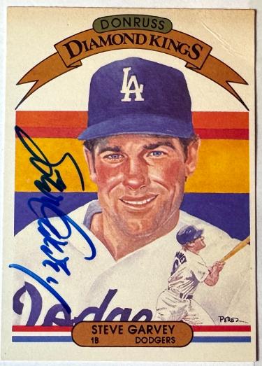 Steve Garvey Autographed 1982 Donruss Diamond Kings On Card Auto #3 corner bend- COA (Los Angeles Dodgers)-Powers Sports Memorabilia