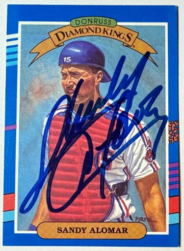 Sandy Alomar Autographed 1990 Donruss Diamond Kings On Card Auto #13- COA - Cleveland-Powers Sports Memorabilia