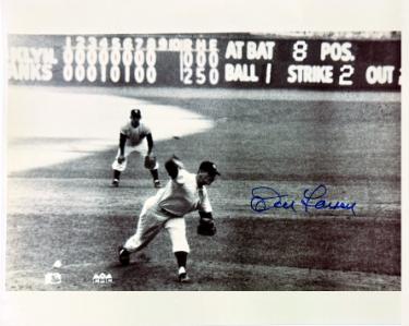 Don Larsen Autographed New York Yankees 1956 WS Perfect Game MLB 8x10 Photo imperfect - COA-Powers Sports Memorabilia