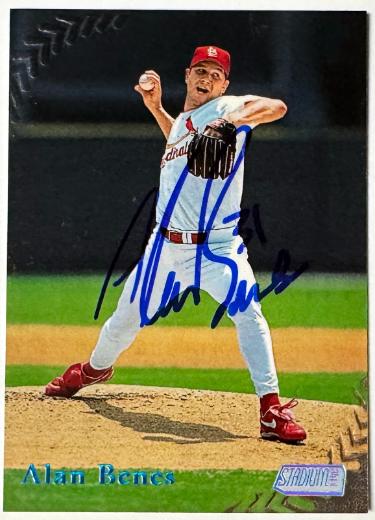 Alan Benes Autographed 1998 Topps Stadium Club On Card Auto #114- COA (St. Louis Cardinals)-Powers Sports Memorabilia