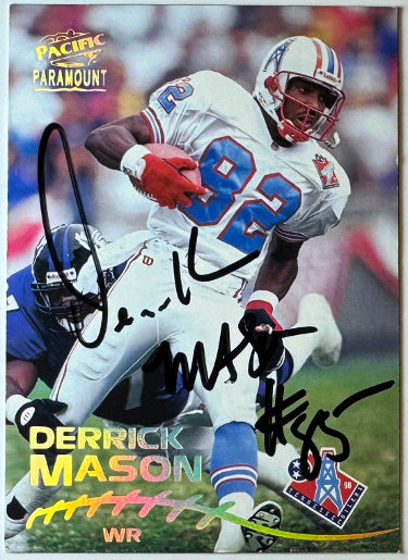 Derrick Mason Autographed 1998 Pacific Paramount On Card Auto #236- COA (Tennessee Oilers)-Powers Sports Memorabilia