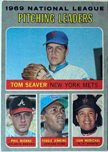Tom Seaver/Phil Niekro/Fergie Jenkins/Juan Marichal 1970 Topps 69 NL Pitching Leaders Card #69-Powers Sports Memorabilia