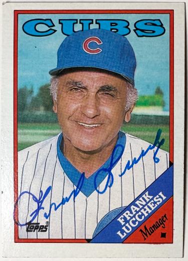Frank Lucchesi Autographed 1988 Topps On Card Auto #564 - COA (Chicago Cubs/Manager)-Powers Sports Memorabilia