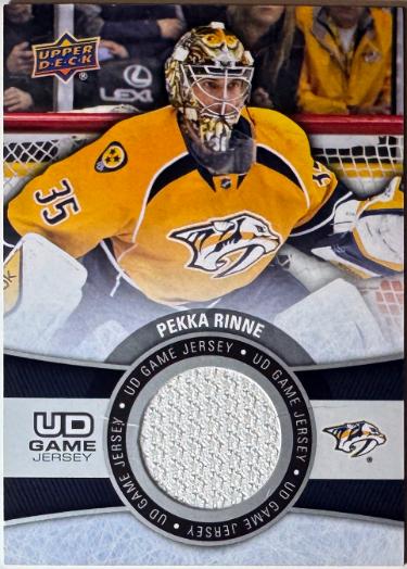 Pekka Rinne 2015-16 Upper Deck Series 1 Game Used Jersey Card #GJ-RI (Nashville Predators)-Powers Sports Memorabilia