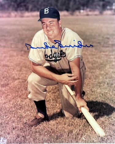 Duke Snider Autographed Los Angeles Dodgers MLB 8x10 Photo minor dings-COA (HOF/2X WSC)-Powers Sports Memorabilia