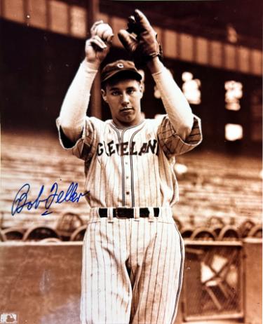Bob Feller Autographed Cleveland 8x10 Photo imperfect- COA (HOF)-Powers Sports Memorabilia