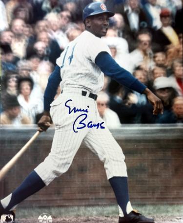Ernie Banks Autographed Chicago Cubs MLB Licensed 8x10 Photo minor dings- COA (HOF) - CTBL_045682-Powers Sports Memorabilia