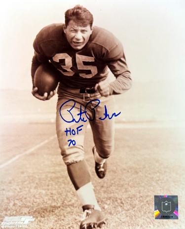 Pete Pihos Autographed Philadelphia Eagles NFL 8x10 Photo w/ HOF 70 minor dings- COA-Powers Sports Memorabilia