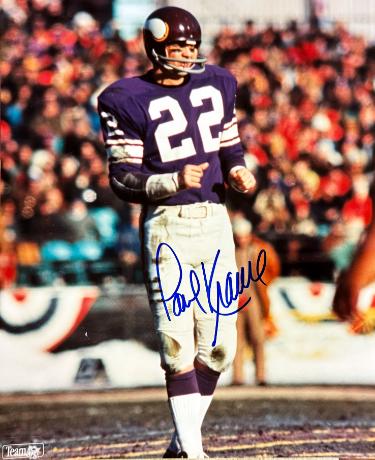 Paul Krause Autographed Minnesota Vikings NFL 8x10 Photo minor dings- COA (HOF)-Powers Sports Memorabilia