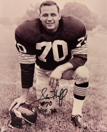 Sam Huff Autographed Washington/New York Giants 8x10 Photo #70 w/ HOF 82 imperfect- COA/Ticket-Powers Sports Memorabilia