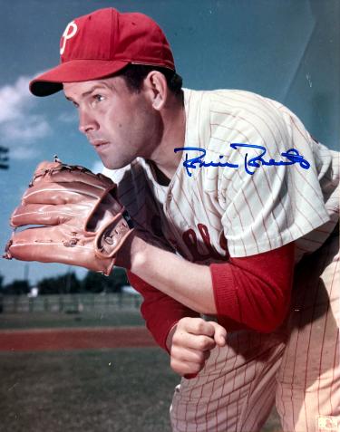 Robin Roberts Autographed Philadelphia Phillies MLB 8x10 Photo imperfect- COA (HOF) - CTBL_045698-Powers Sports Memorabilia