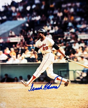 Frank Robinson Autographed Baltimore Orioles MLB 8x10 Photo imperfect- COA (HOF/TC)-Powers Sports Memorabilia