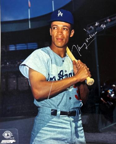 Maury Wills Autographed Los Angeles Dodgers MLB 8x10 Photo imperfect- COA/Show Ticket-Powers Sports Memorabilia
